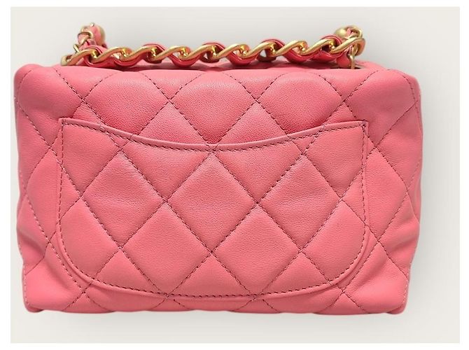 Chanel Mini borsa a tracolla bowling in pelle di vitello rosa - vista 5
