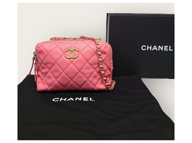 Chanel Mini borsa a tracolla bowling in pelle di vitello rosa - vista 7
