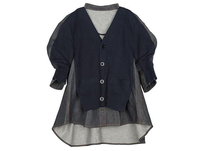 Sacai Kurzärmelige Jeans-Strickjacke für Damen Schwarz - Ansicht 2