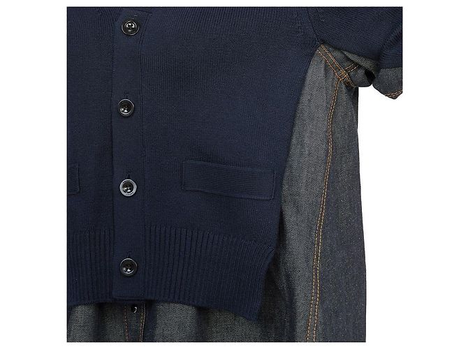 Sacai Kurzärmelige Jeans-Strickjacke für Damen Schwarz - Ansicht 9