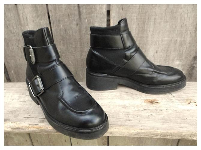 Botines Ash de cuero negro con hebillas - vista 2