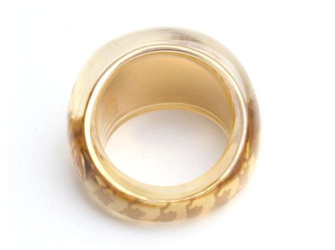 Dior Gold Houndstooth Inclusion Ring Size Brown - view 4