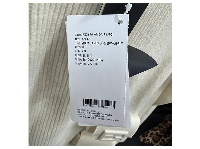 Fendi Neuer Rundhalsstrick mit Taschendetails Größe Weiß - Ansicht 5