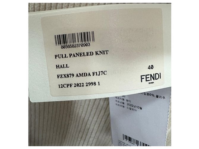 Fendi Neuer Rundhalsstrick mit Taschendetails Größe Weiß - Ansicht 6