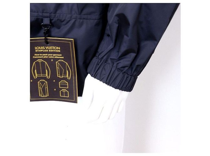 Louis Vuitton Jaqueta Bomber de Nylon com Capuz Impermeável Masculina Azul - vista 3
