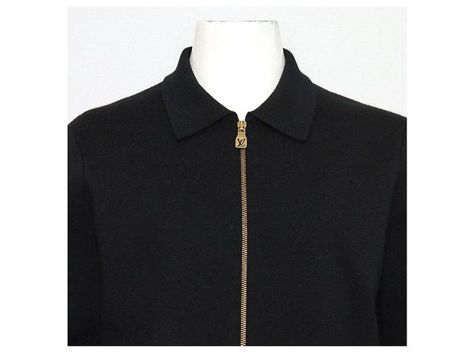 Louis Vuitton Black Embossed Technical Wool Bomber Jacket for Men - view 2