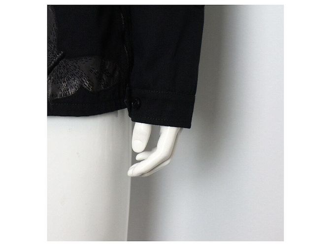 Valentino Giacca in cotone nero da uomo con ricamo a farfalla - vista 3