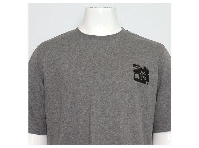 Hermès Graues Kurzarm-T-Shirt für Herren aus Baumwolle mit Mini-Lederpatch Braun - Ansicht 2