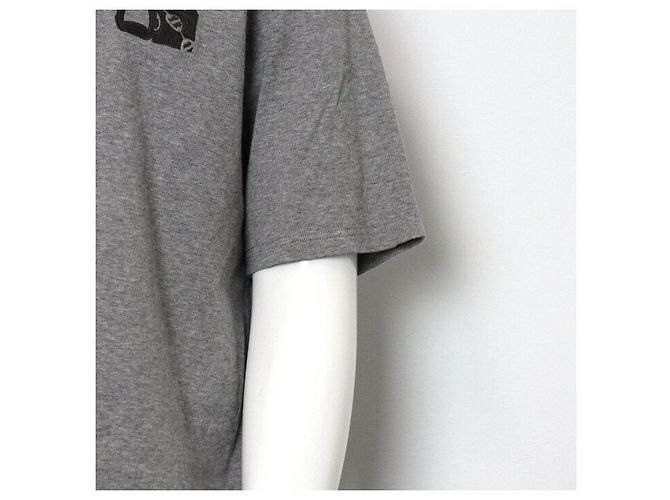 Hermès Graues Kurzarm-T-Shirt für Herren aus Baumwolle mit Mini-Lederpatch Braun - Ansicht 3