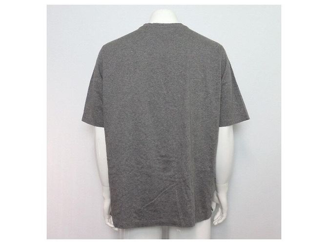 Hermès Graues Kurzarm-T-Shirt für Herren aus Baumwolle mit Mini-Lederpatch Braun - Ansicht 4