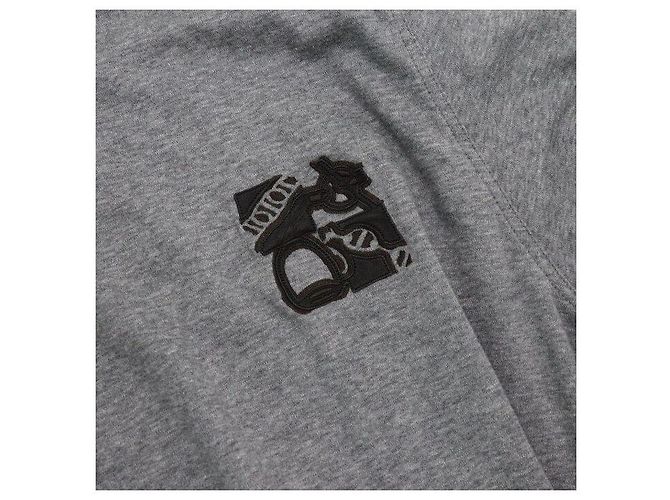 Hermès Graues Kurzarm-T-Shirt für Herren aus Baumwolle mit Mini-Lederpatch Braun - Ansicht 6