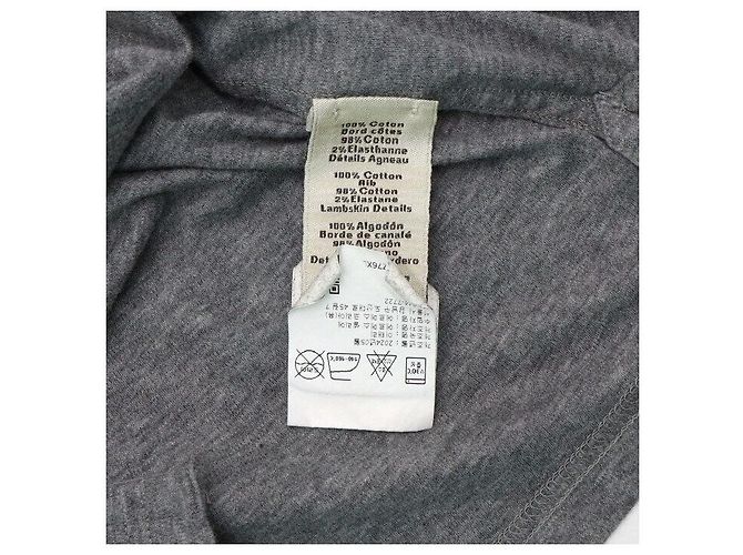 Hermès Graues Kurzarm-T-Shirt für Herren aus Baumwolle mit Mini-Lederpatch Braun - Ansicht 7