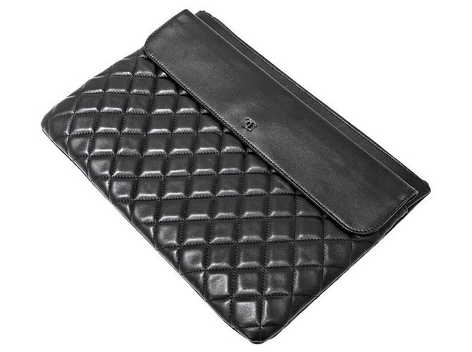 Chanel Clutch con patta in agnello Large Nero - vista 2