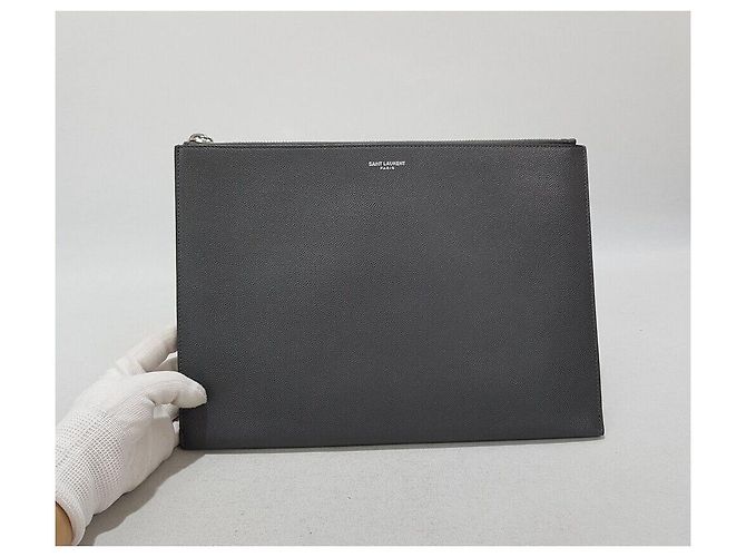 Saint Laurent Borsa Clutch Caviar Classica Marrone - vista 2