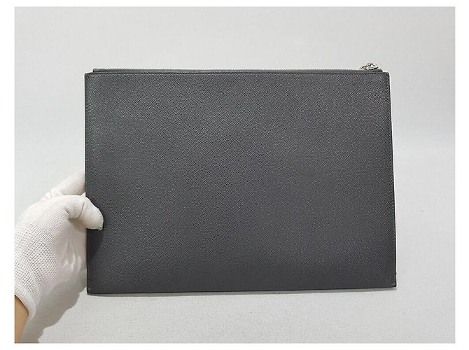 Saint Laurent Borsa Clutch Caviar Classica Marrone - vista 6