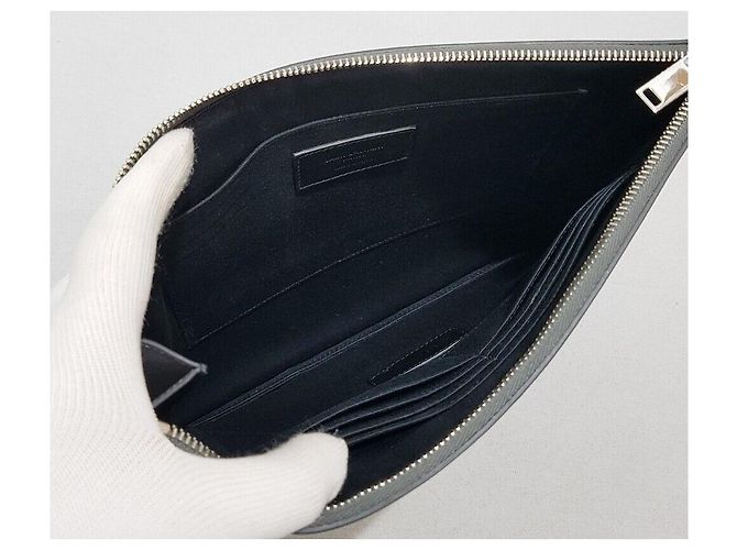Saint Laurent Borsa Clutch Caviar Classica Marrone - vista 9