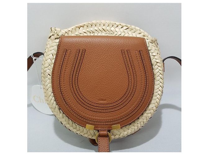 Chloé Borsa a tracolla Marcie in rafia Marrone - vista 2
