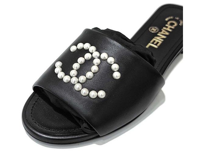 Chanel CC Logo Perlen-Sandalen Schwarz - Ansicht 5