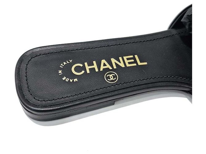 Chanel CC Logo Perlen-Sandalen Schwarz - Ansicht 6