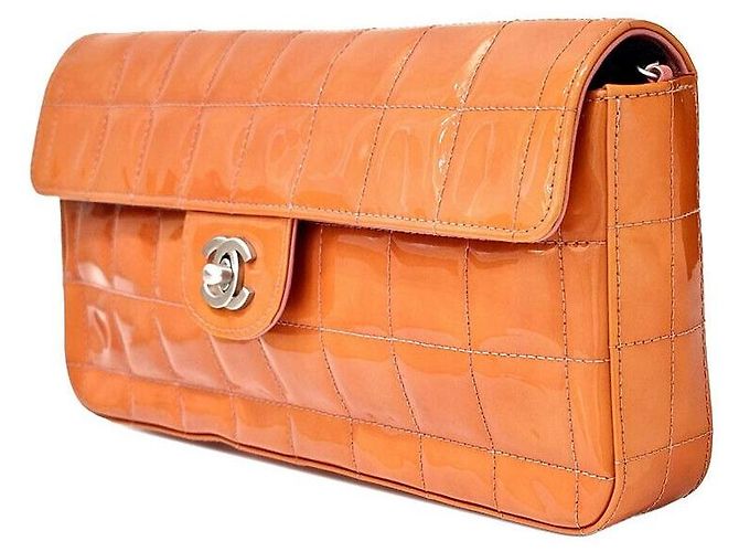 Chanel Borsa a Spalla Patent Chocolate Bar Arancione - vista 2