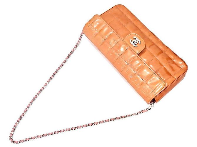 Chanel Borsa a Spalla Patent Chocolate Bar Arancione - vista 3