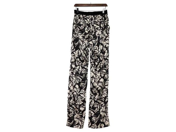 Tom Ford Pantaloni per pigiama da uomo in seta con stampa floreale bianco e nero - vista 4