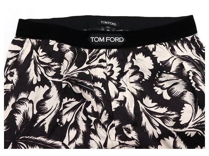 Tom Ford Pantaloni per pigiama da uomo in seta con stampa floreale bianco e nero - vista 5