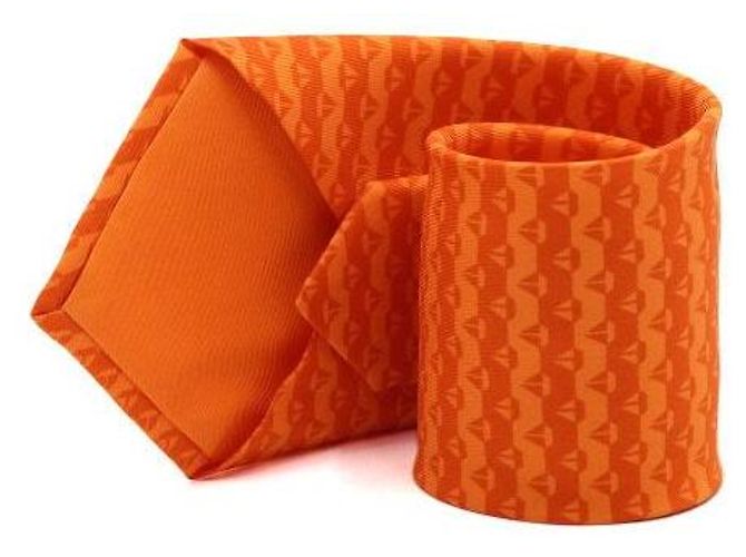 Hermès Cravatta in seta con motivo barche a vela arancione - vista 2