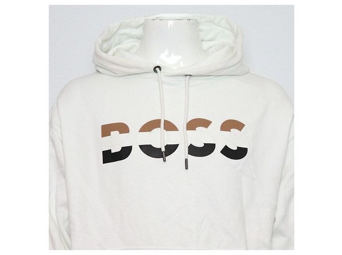 Hugo Boss Felpa con cappuccio oversize bianca in jersey da uomo Bianco - vista 2