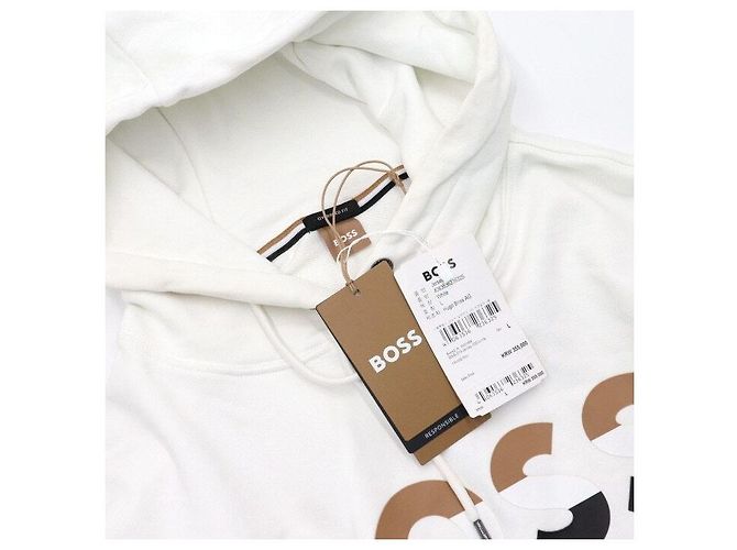 Hugo Boss Felpa con cappuccio oversize bianca in jersey da uomo Bianco - vista 5