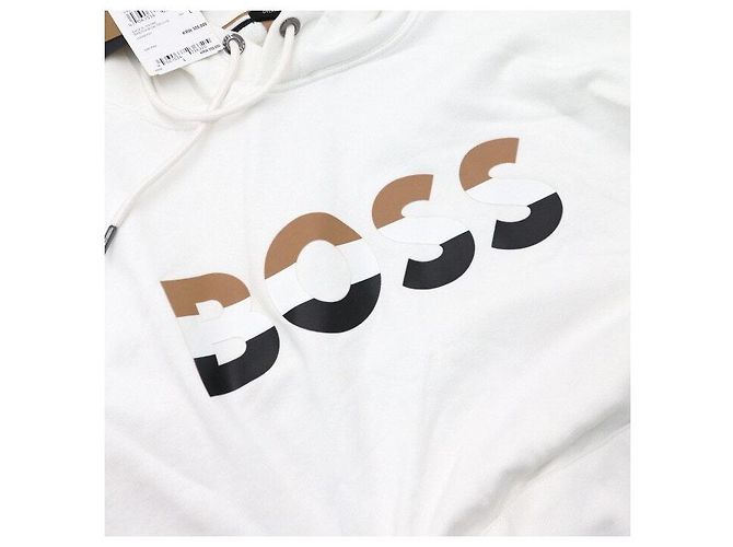 Hugo Boss Felpa con cappuccio oversize bianca in jersey da uomo Bianco - vista 7