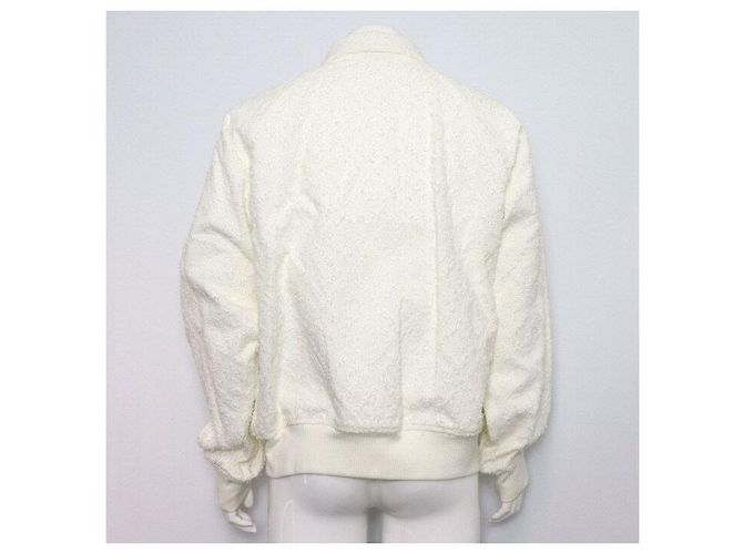 Dior White Cotton Twill Zip Bomber Men's Jacket - view 4