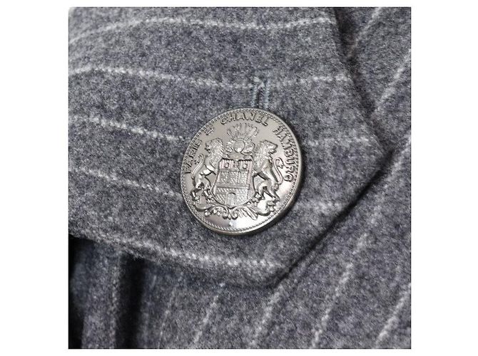 Chanel Abrigo largo de lana con rayas de doble botonadura para mujer Castaño - vista 5