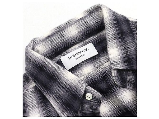 Thom Browne Tartan-Karo Herrenhemd aus Baumwolle, Schwarz - Ansicht 5