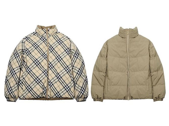 Burberry Grain Check Reversible Goose Down Jacket Brown - view 3