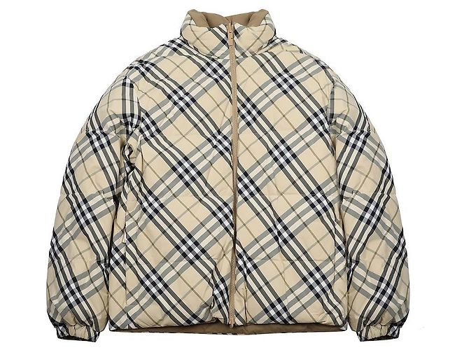 Burberry Grain Check Reversible Goose Down Jacket Brown - view 4