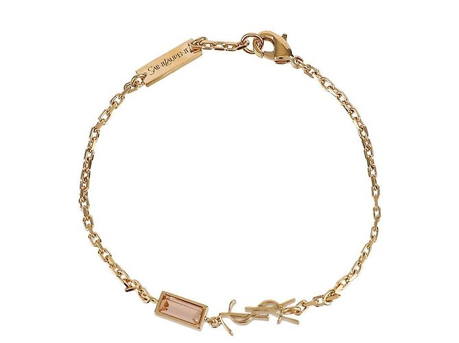 Saint Laurent Pulseira de Charme Cassandra em Metal e Strass Dourado - vista 3