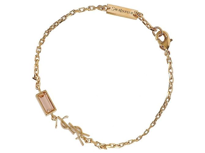 Saint Laurent Pulseira de Charme Cassandra em Metal e Strass Dourado - vista 5