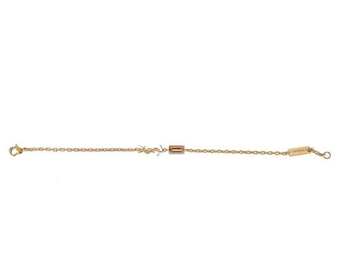 Saint Laurent Pulseira de Charme Cassandra em Metal e Strass Dourado - vista 6