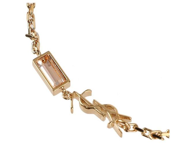 Saint Laurent Pulseira de Charme Cassandra em Metal e Strass Dourado - vista 7