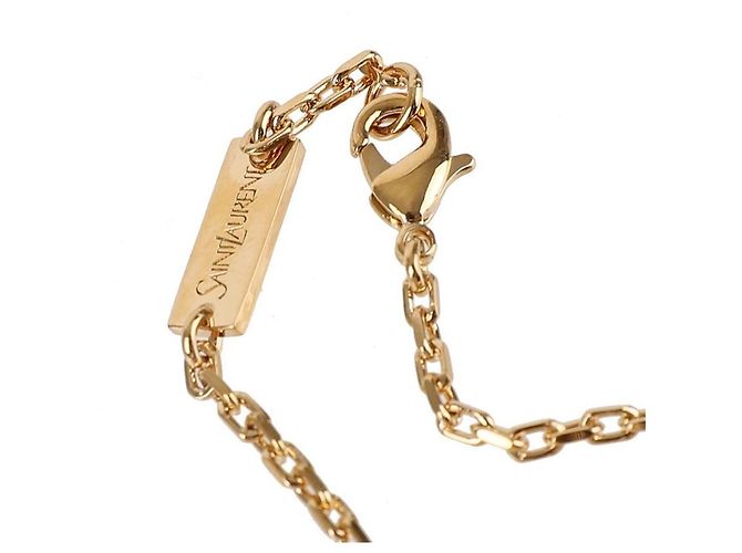 Saint Laurent Pulseira de Charme Cassandra em Metal e Strass Dourado - vista 9