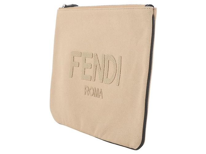 Fendi Clutch in Tela con Logo Arancione - vista 2