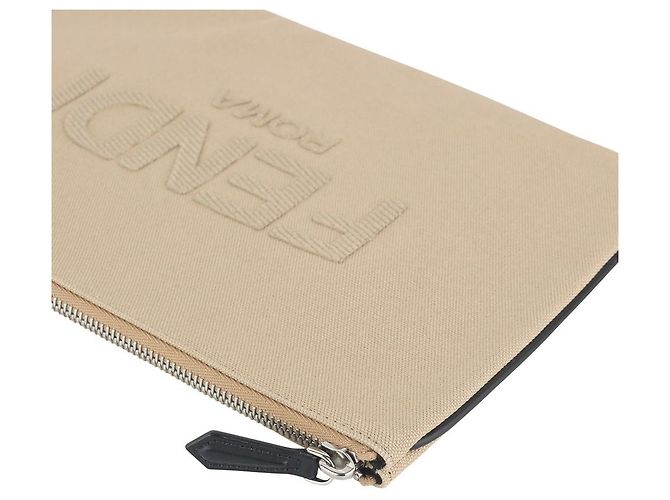 Fendi Clutch in Tela con Logo Arancione - vista 4