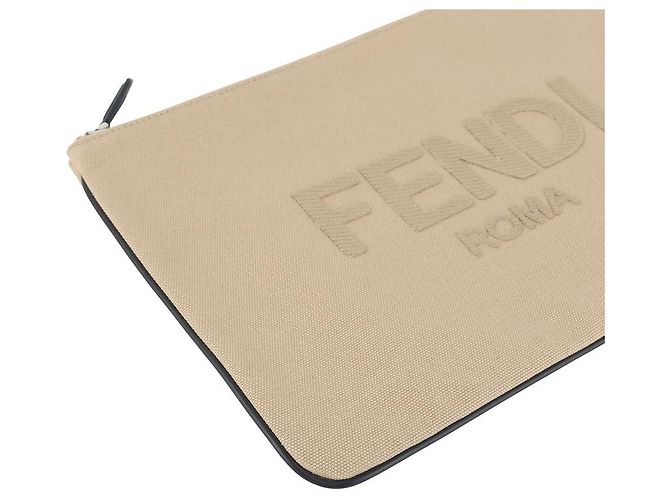 Fendi Clutch in Tela con Logo Arancione - vista 5