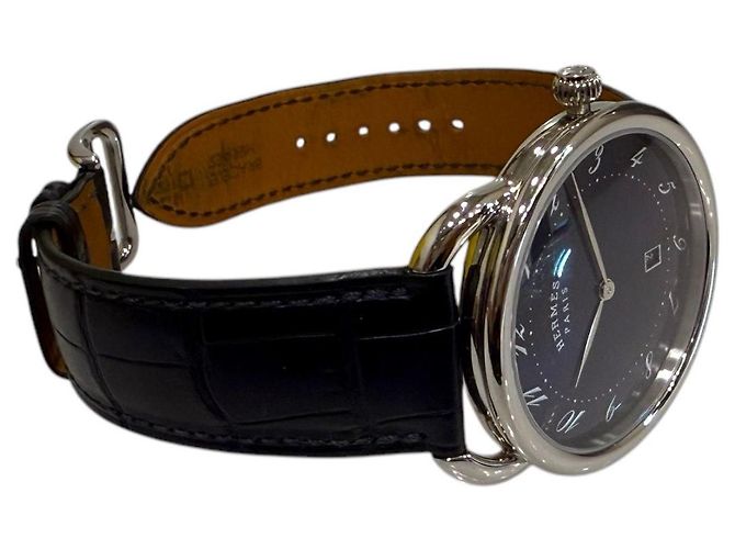 Hermès Relógio ARCEAU Asso com pulseira de jacaré para homem Azul - vista 4