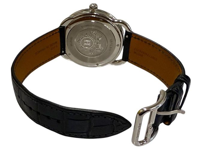 Hermès Relógio ARCEAU Asso com pulseira de jacaré para homem Azul - vista 5
