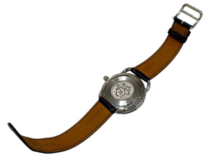 Hermès Relógio ARCEAU Asso com pulseira de jacaré para homem Azul - vista 7