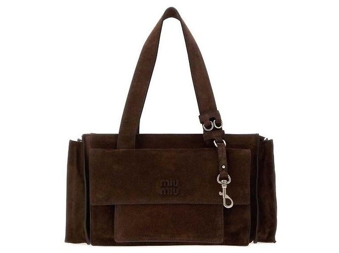 Miu Miu Borsa utility in scamosciato Marrone - vista 4