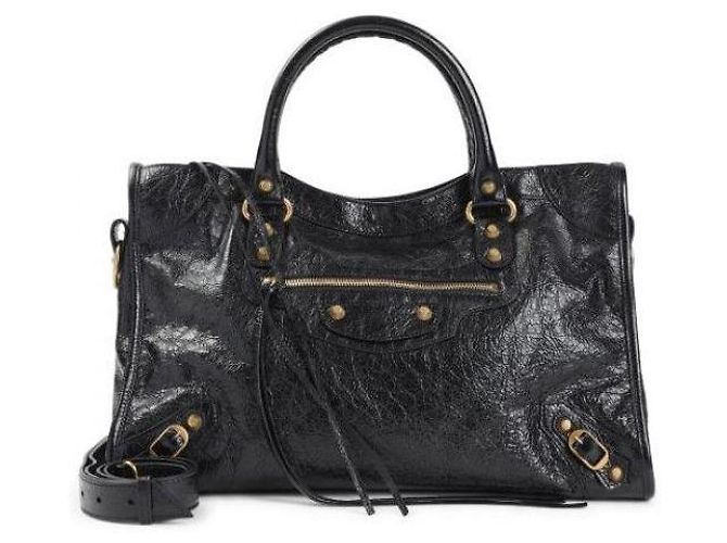 Balenciaga Le City Medium Bag con accenti Vintage Gold Nero - vista 4