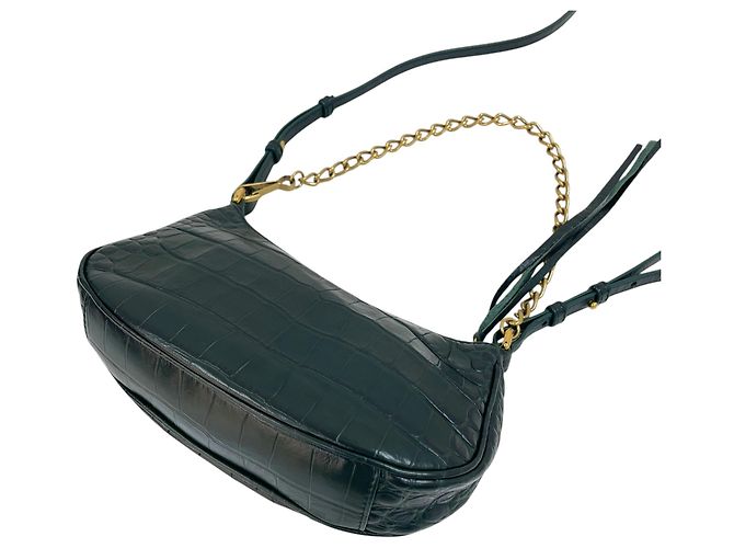 Balenciaga Mini borsa a tracolla con catena Crocodile Le Cagole Verde - vista 5